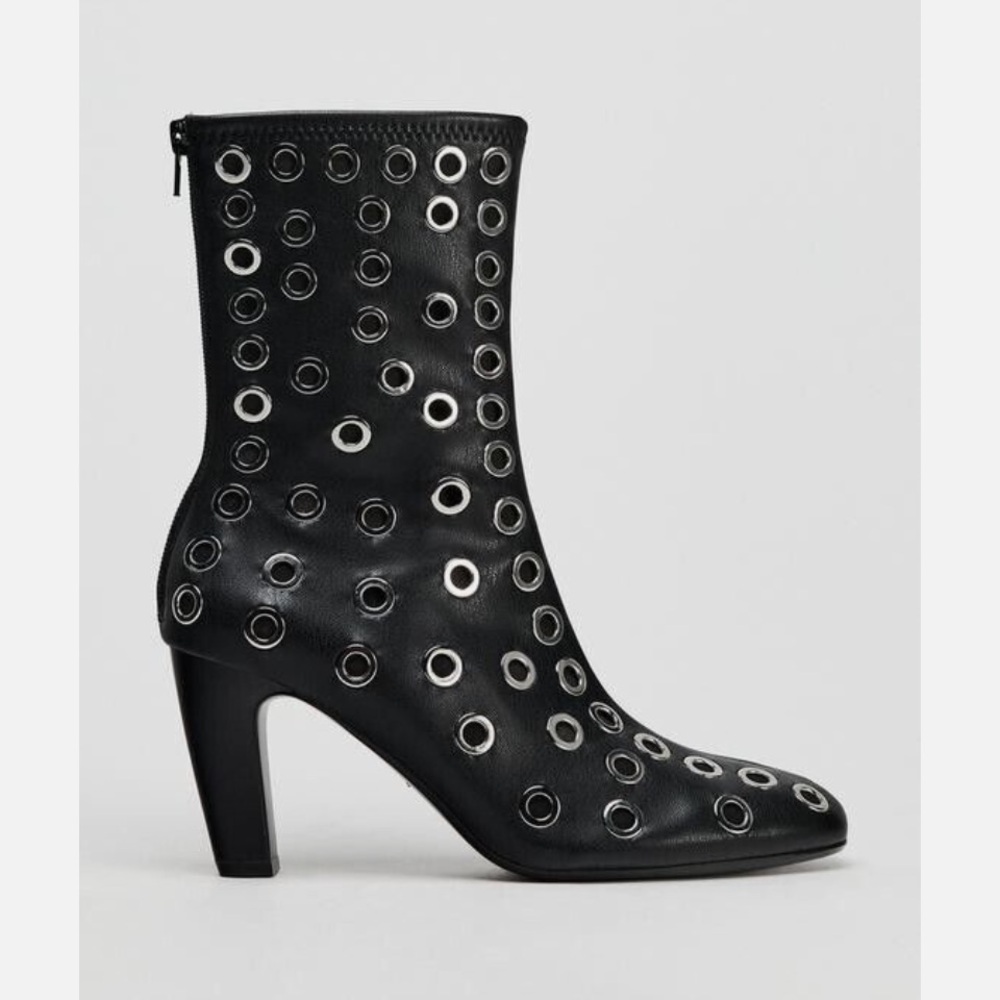 Zara Black Grommet-Embellished Boots-Size 10